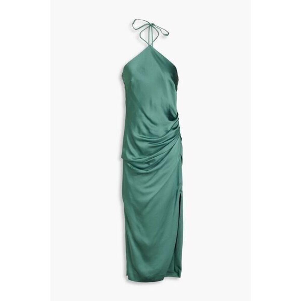 SIMKHAI Hansel draped satin-crepe halterneck midi dress Size 6